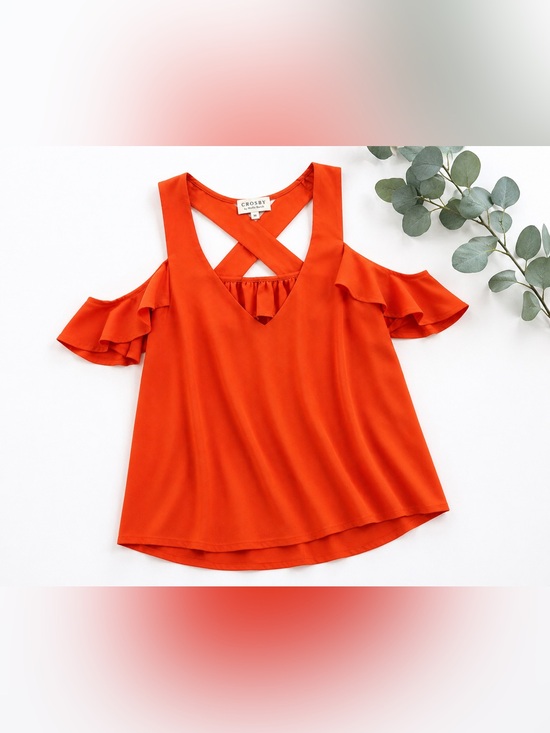 CROSBY by Mollie Burch Tops - Crosby by Mollie Burch Orange Ruffle Tank Top Open Back Medium